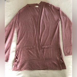 SO Open Front Lightweight Cardigan Dusty Rose Size L